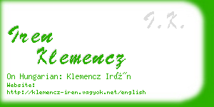 iren klemencz business card